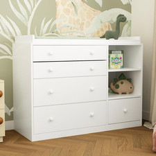 Changing Table Dresser, Baby Classic Nursery Dresser with 5 Drawers and 2 Shelve