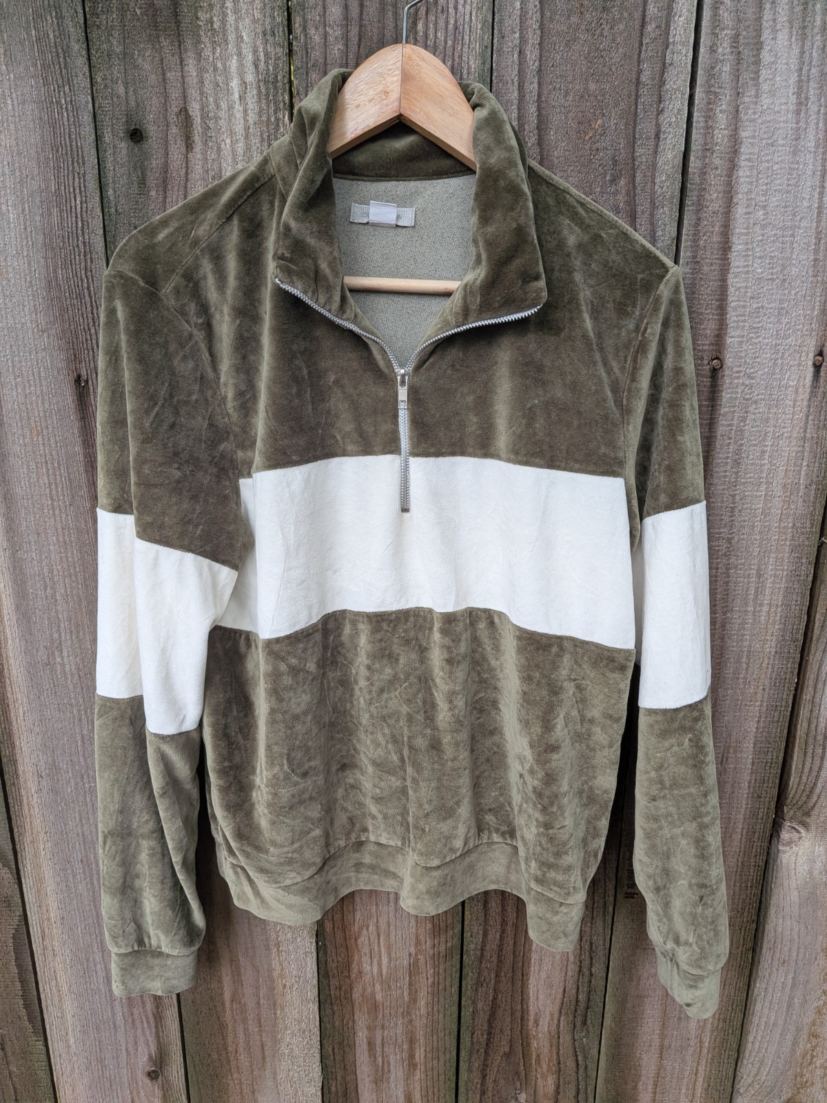Outerknown Ronan Pullover Half Zip Green White Sm… - image 1