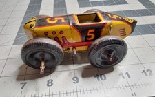 Marx Tin Key Windup 5 Black Yellow Red Race Car AS IS