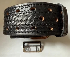 Dutyman Size 40 Full Grain Leather Duty Belt Black Basketweave With Buckle