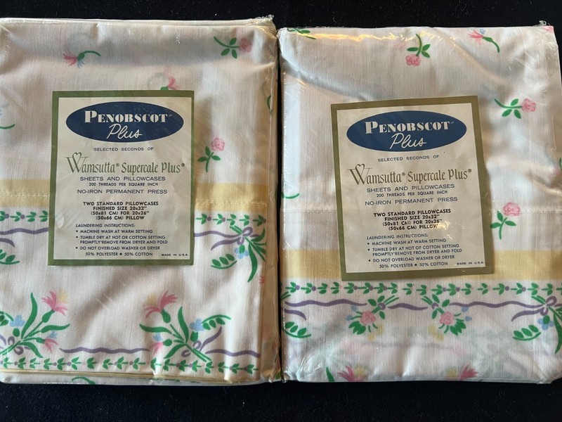 Vintage NIP Wamsutta Supercale Floral 2 Pair Pillowcases Penobscot Made USA