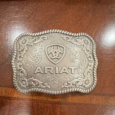 Ariat Western Americana Belt Buckle Silver Tone Ornate Floral Design