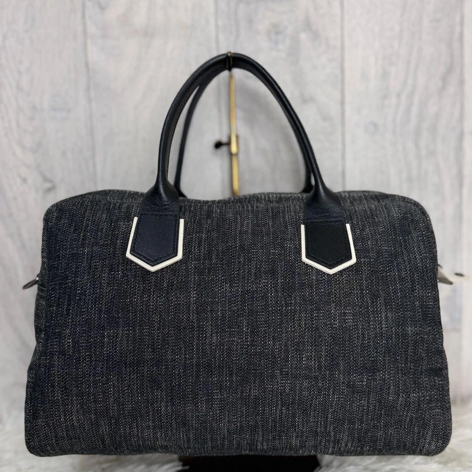 LONGCHAMP Denim 2-Way Mini Bolsa Boston Usada Do Japão - Imagem 3 de 4