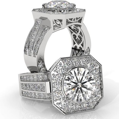 3.15ct Round Javda Diamond Channel Set GIA F Color VS1 Platinum Engagement Ring