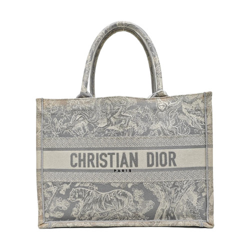 【Authentic】 DIOR Book Tote Grey Cloth Handbags (DDP)