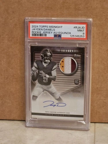 Jayden Daniels 2024 Topps Midnight RPA /20 RC Rookie Jersey Auto - PSA 9