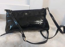 Aigner Vintage Schultertasche Tasche Schwarz Lack-echt Leder Bag
