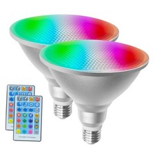 2 Packs Par38 LED Flood Light Bulbs with Remote Timing Function,30W 100W,E26