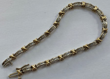 71/2" - 9CT GOLD DIAMOND BRACELET YELLOW WHITE GOLD 0.25 CARAT OF DIAMONDS