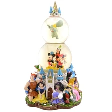 Disney "A Magical Gathering" Double Snow Globe Light & Musical Tiered Rare