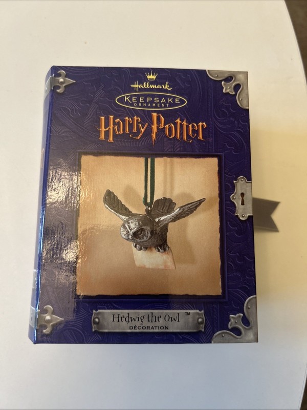 NEW Vintage Harry Potter Hallmark Keepsake Ornament Pewter Hedwig the Owl 2000