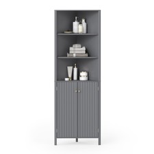 172CM Tall Corner Modern Corner Storage Cabinet with Shelves and Fluted Doors