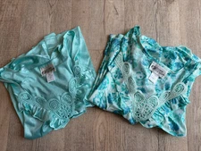 NWOT Cozee Corner Women's XL 2-pack Lace V-Neck Tricot Nightgowns Sleepwear Teal