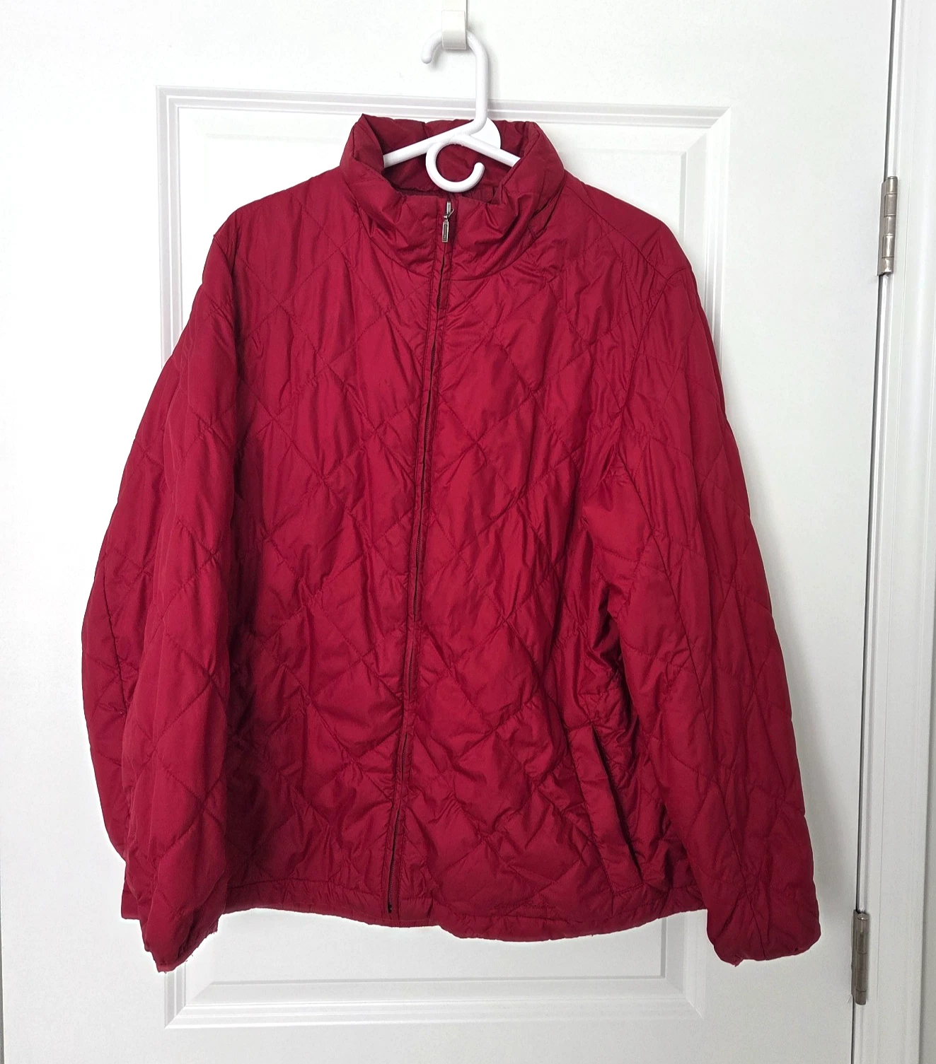 Eddie Bauer PrimaLoft Quilted Full Zip Jacket Burgundy Men XL no Hood Athleisure