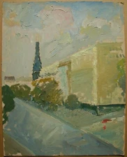 Ukrainian Soviet USSR Oil Painting postimpressionism Cityscape Architecture