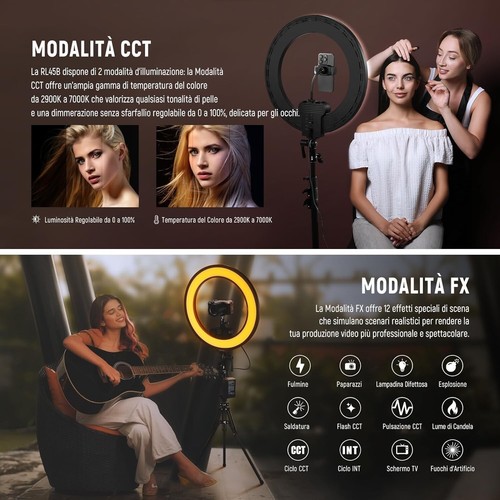 NEEWER Kit Ring Light Circolare da 18”, 45W, 3300lux, 2900K-7000K con APP - Picture 4 of 9