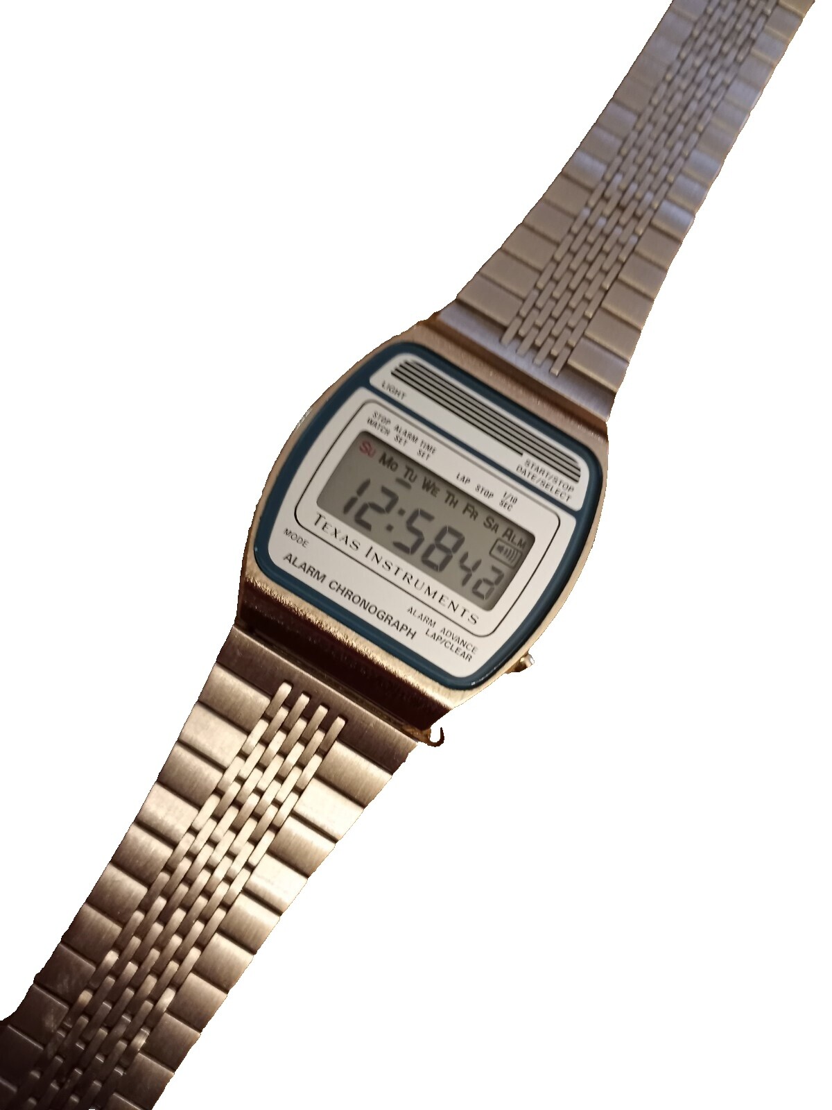 Vintage Texas Instruments Silver Watch Works New Battery Vintage Texas Instruments Digital Watch Gold Link Metal  main image 4