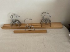 Vintage Wooden Hangers Set Of 7 Non Slip For Pants Or Skirts 11  Long