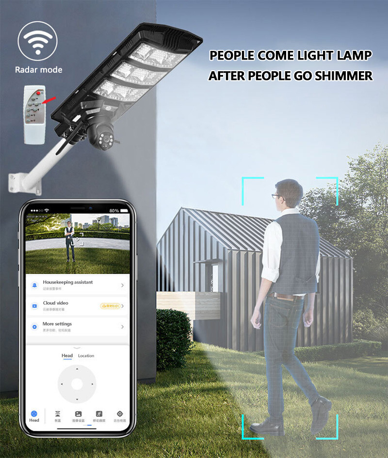 V380 Solar Street Light With CCTV Camera WIFI For Parking Lot Street ...