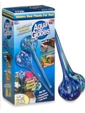 AQUA GLOBES 2 pack PLANT Watering Bulbs HAND BLOWN GLASS New Open Box