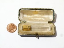 19thC Miniature Paris 18K 18CT Gold & Gem Set Cut Glass SCENT Bottle Cased WOW