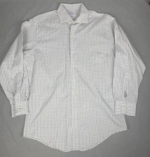 Brooks Brothers Shirt Mens 16-33 Oxford USA Made Italy Woven White Blue Brown
