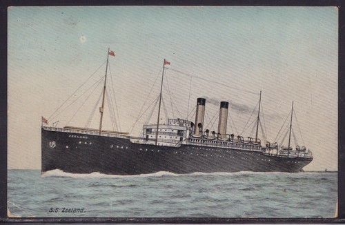 SS ZEELAND WHITE STAR LINE FARBIGE POSTKARTE ** ANGEBOTE ** VERSCHICKT 1910