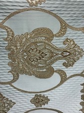 GREY BLUE DARK GOLD Damask Brocade Upholstery Drapery Fabric 54 in. Sold BTY