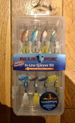 Great Gift Blue Fox spinner kit Fishing Lure Flash Foxtail + tackle box ondex