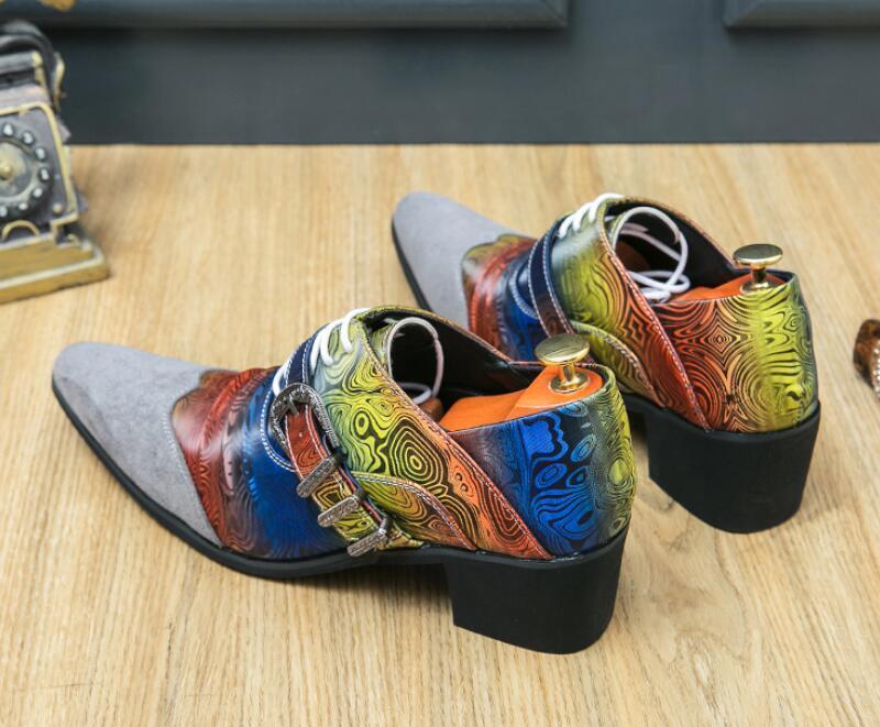 SAOLA Scarpe da sposa Oxford uomo inglesi a punta eleganti fibbia intagliata tacco medio blocco