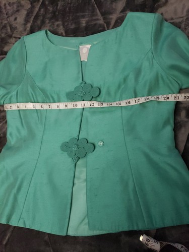Vintage Watters and Watters Green Formal Skirt Top Set Peplum Short Sleeve USA - Picture 10 of 12