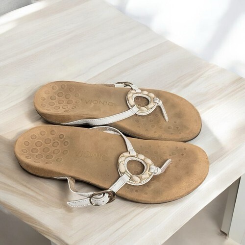 Vionic Karina Leather Adjustable Strap Thong Flip… - image 7