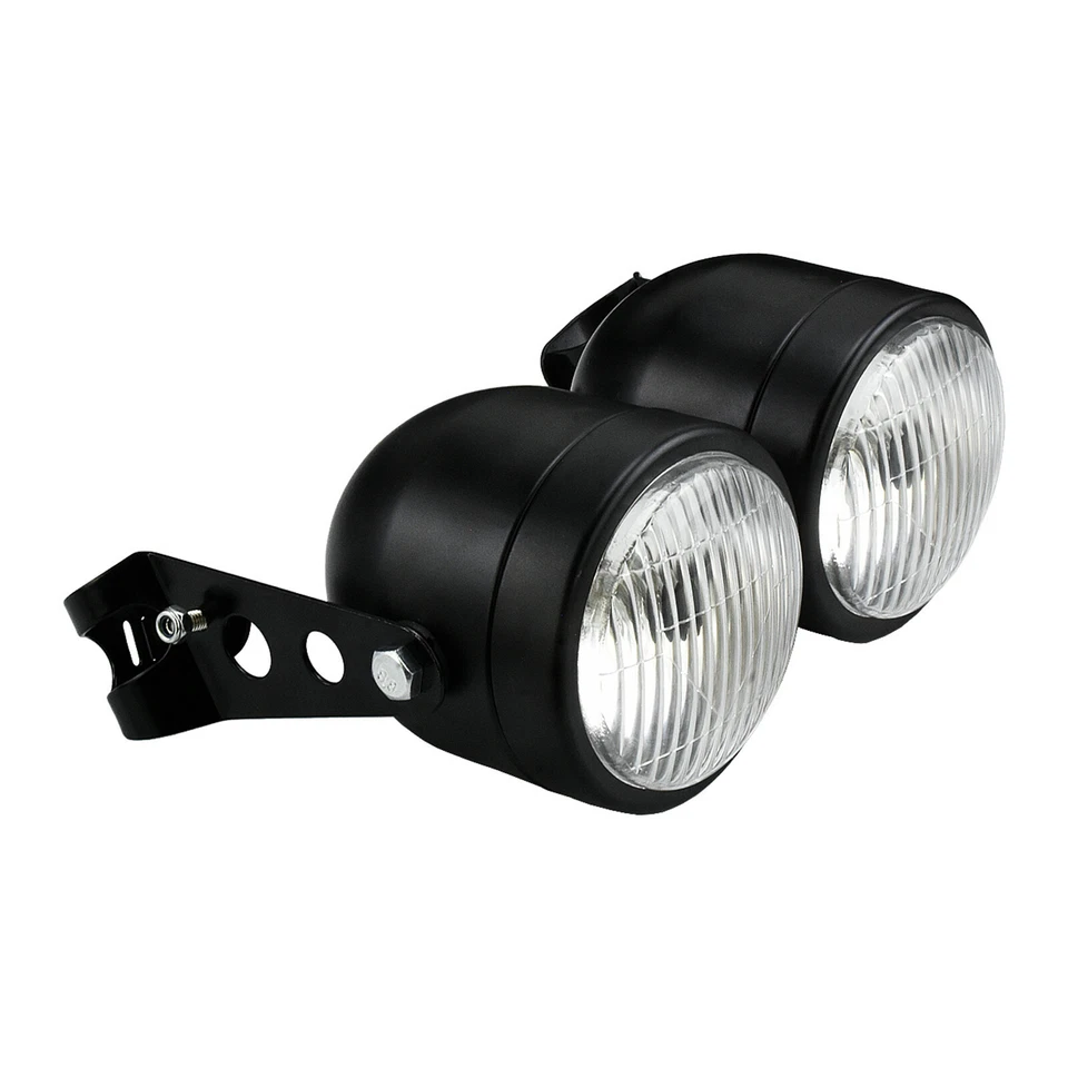 Motorcycle Dual Sport Twin Headlight Head Lamp w/Mount Bracket Fit For Harley - Image 3 of 4