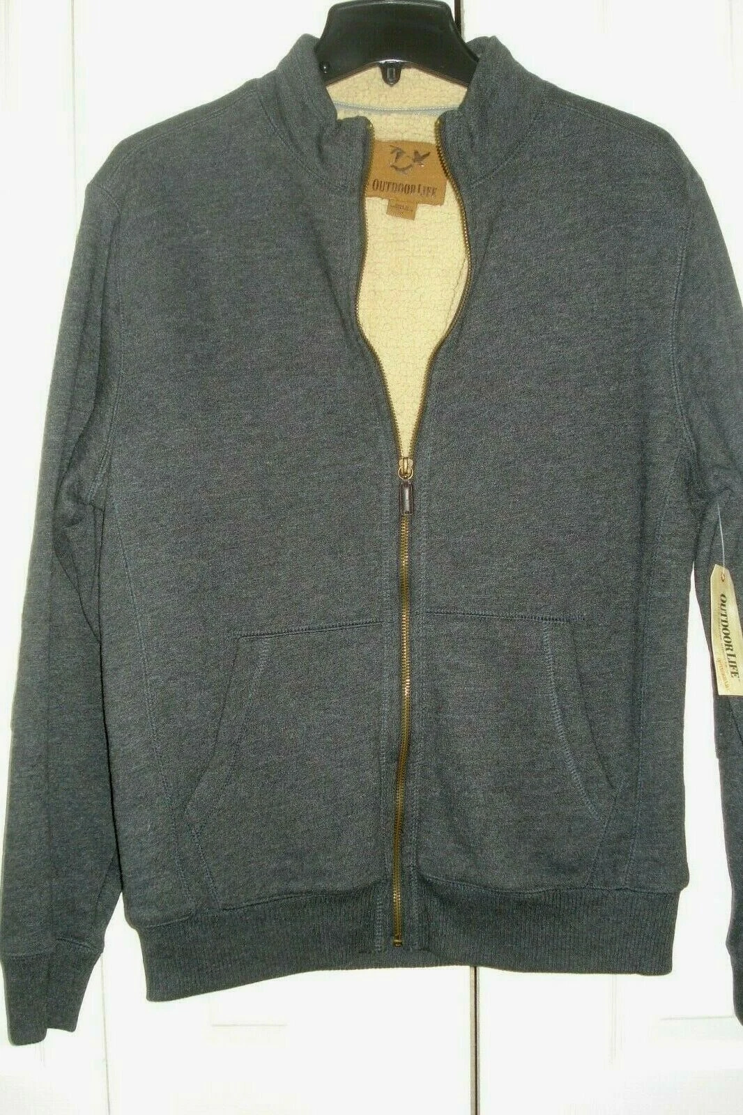 Mens Sweater Fleece Jacket Gray Heather Size Small Outdoor Life