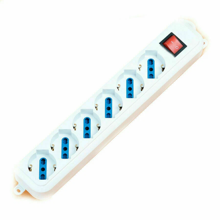 Multipresa Ciabatta Elettrica con 6 Prese Universali ITA 10/16A e Schuko, Interr - Immagine 2 di 2
