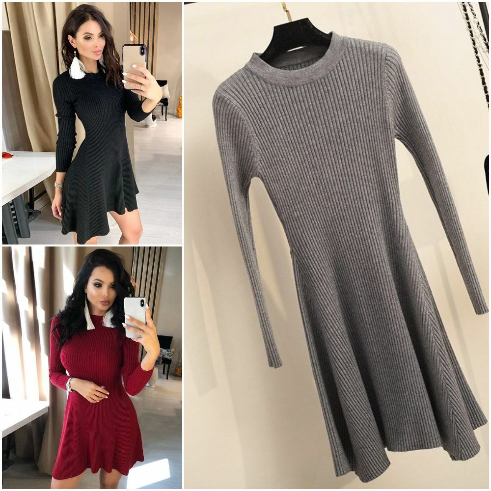 Women's O-Neck Knitted Dress Women's O-Neck Knitted Dress