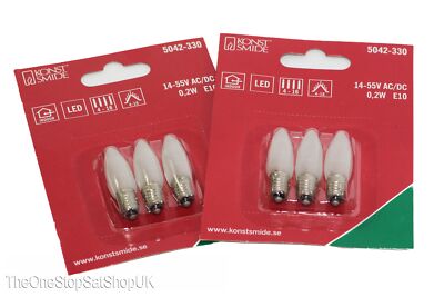 6 Stück Konstsmide 5042-330 LED 14-55V, 0,3W, E10 mattierte Kerzenbrücke Glühbirne