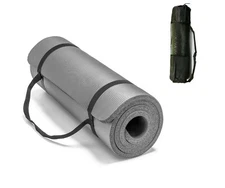 Gray All Purpose Exercise Mat Thick Non Slip Gym Yoga Pilates Fitness Bag Strap