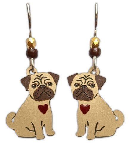 PUG LOVE Dog Hypo-Allergenic Earrings, Sterling Silver Plated, by Sienna Sky - 第 1/1 張圖片