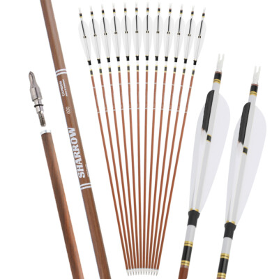 31'' Pure Carbon Arrows 5'' Natural Feather SP340 400 500 600 Archery Bow Hunting 
