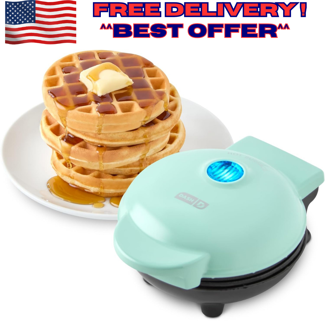 DASH Mini Waffle Maker - 4” Waffle Mold, Nonstick Waffle Iron with Quick Heat-Up
