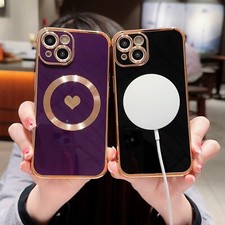For iPhone 17 Pro Max 16 Plus 15 12 11 Magnetic Electroplated Frame Phone Case