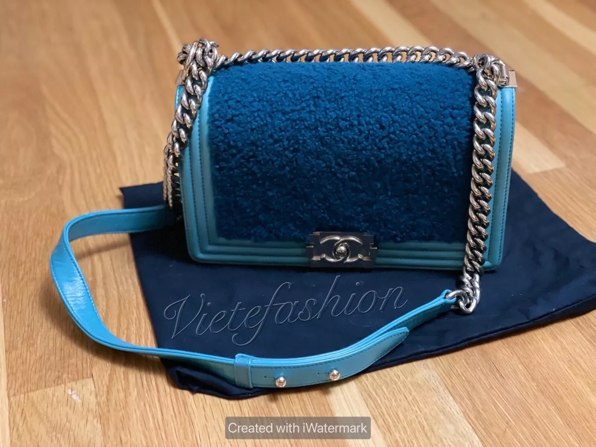 blue fur chanel bag