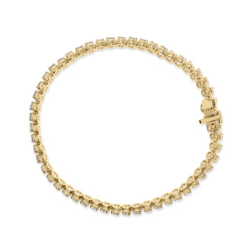 10K Yellow Gold 4.0 Cttw 3-Prong Set Diamond Link Tennis Bracelet - Picture 4 of 7