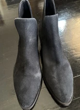 Free People Charm Double-V Ankle   7/37 Black Suede Leather Boots