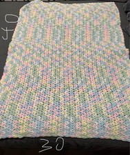 HANDMADE Multicolored CROCHET KNIT Unisex BABY BLANKETS 40x30
