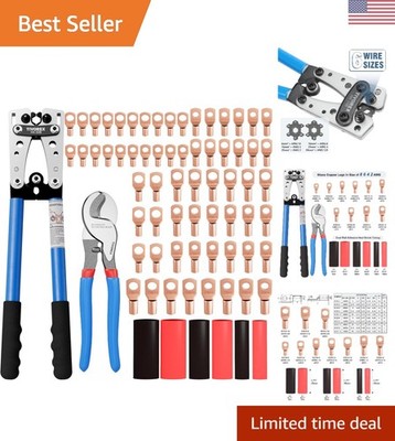Precision Wire Crimper & Cable Cutter with 64 Ring Terminals for Electrical Jobs