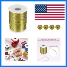 Metallic Cord 1.5mm 109 Yards Tinsel Ornament String Light Gold  Durable Rop...