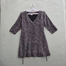 Abercrombie & Fitch Women Dress M Black Floral Wrap Dress Mini Cottagecore Tie