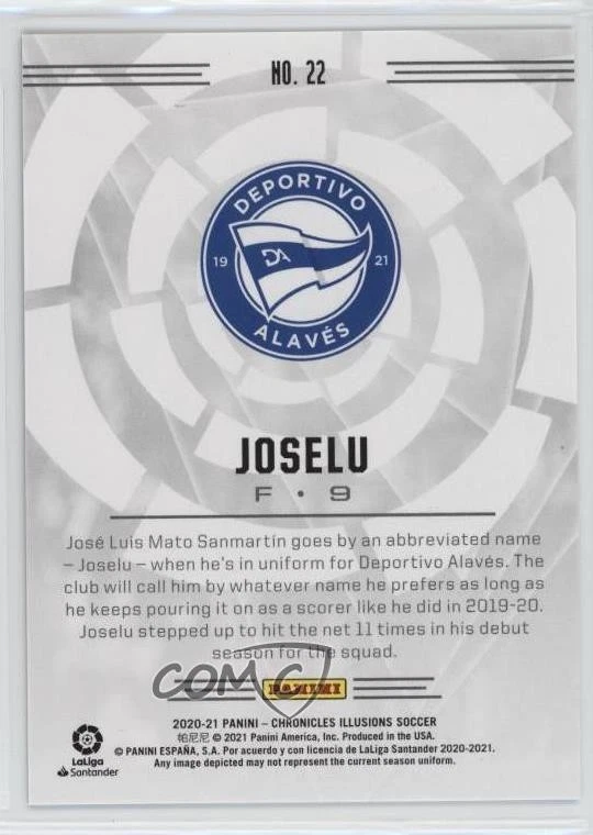 2020 Panini Chronicles Illusions La Liga Trophy Collection Blue /99 Joselu #22 - Image 2 of 2